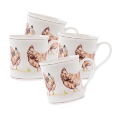 Country Chickens Set of Four Mugs Country Chickens Set of Four Mugs
